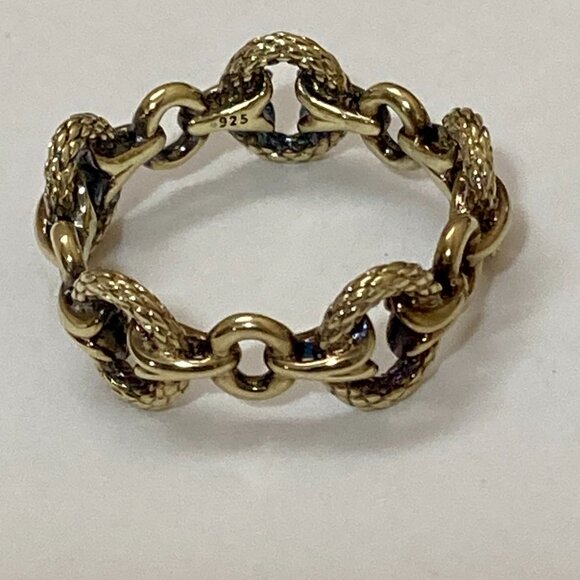 Women Realm Nautical Hardware Link Eternity Ring Size 7 Gold Vermeil - Picture 7 of 8